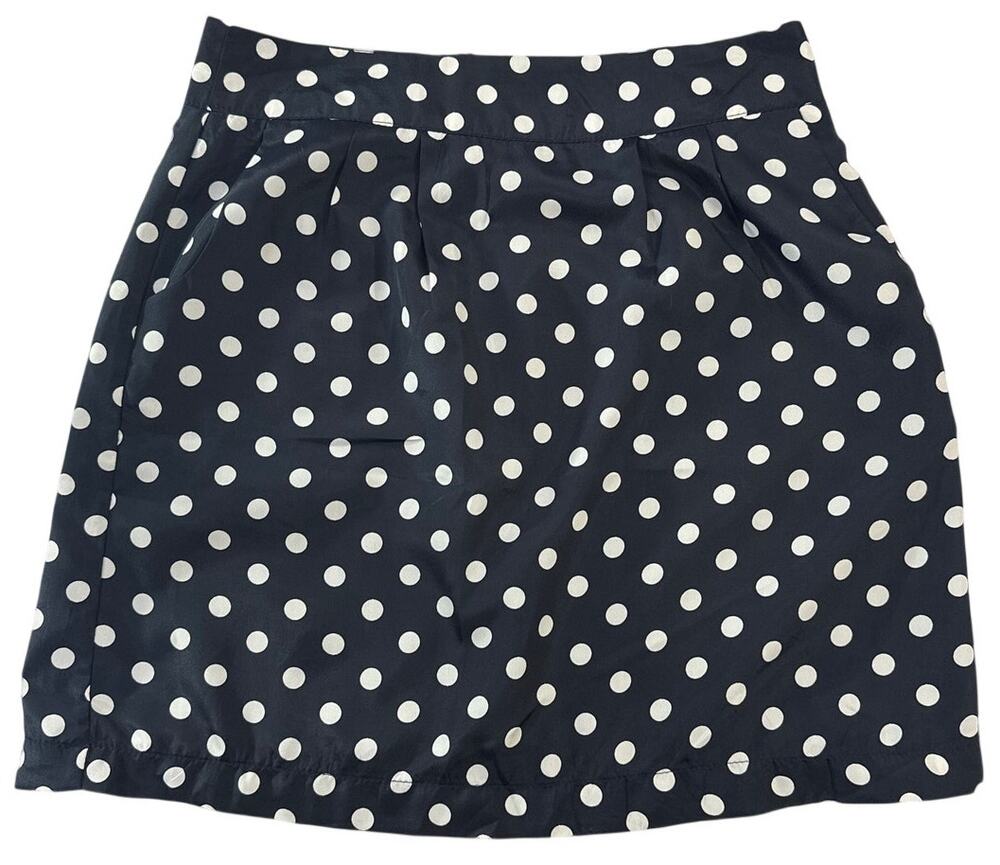 Criss Cross Navy Blue Polka Dot Mini Skirt A-Line Workwear Casual Skirt Medium